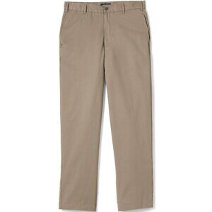 Men's Lands' End Slim Fit No Iron Plain Front Chino Pants 37 x 32 Khaki